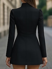 abordables Plain Dress-Women's Mini Dress Bodycon Dress Work Dresses Semi Formal Office Regular Fit Plain Long Sleeve High Neck Black White Pink Spring Fall Winter