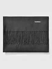 ieftine Accesorii de Crăciun-Eșarfă de Crăciun pentru femei, cu aspect de cașmir, șal de iarnă moale din imitație de cașmir cu ciucuri, eșarfă caldă de culoare uni pentru sărbători, exterior și purtare zilnică