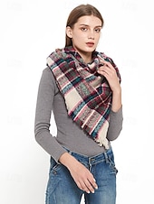billiga Halsdukar för kvinnor-Unisex julrutig halsduk - polyestermaterial, mjuk och varm, flera färger för vinter, högtidsfester och vardagsbruk