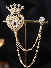 cheap Men's Ties &amp; Bow Ties-Men's Christmas Brooch Set - Elegant Alloy Material with Multi-Colored Gems and Pearls, Festive Chain Design for Suits, Parties and Holiday Occasions