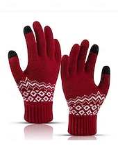 billige Herrehansker-Julehansker med berøringsskjerm til herre, flere farger, varm strikk med Fair Isle-mønster, ideelle for vinter- og høytidsaktiviteter