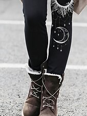 abordables impresión vikinga-Mujeres Vikingas Boho Leggings Vacaciones Estilo Étnico Vintage de Largo Completo Cintura Alta Gráfico Galaxia Suave Cómodo Elástico Formal Aire Libre Vacaciones Negro Primavera Otoño Invierno Ajuste