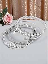 ieftine Nuntă ACC-Set de brățări aurii cu strasuri pentru femei - brățări cu lanț de cristale multistrat pentru petreceri glam, ieșiri în oraș&amp;amp;accesorii pentru ocazii speciale