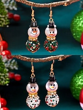 olcso Női fülbevaló-női karácsonyi hóember fülbevalók – ötvözet piros, zöld és fehér gyöngyökkel, tökéletesek ünnepi bulikra és ünnepi alkalmakra