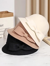 voordelige Dameshoeden-Polyester clochehoed voor dames met strik, elegant en stijlvol, verkrijgbaar in meerdere kleuren, perfect voor casual en formele gelegenheden