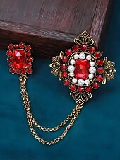 cheap Men's Ties &amp; Bow Ties-Men's Christmas Brooch Set - Elegant Alloy Material with Multi-Colored Gems and Pearls, Festive Chain Design for Suits, Parties and Holiday Occasions