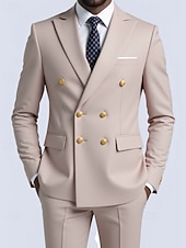 billige Herre Klassiske Blazere-Herre Blazer + kjolebukser Blazer drakter Virksomhet Cocktailfest Bryllupsfest 2 deler Mote Fritid Vår Høst Polyester عادي Lomme Knapper Bekvem Dobbeltkneppet Blazer Blå Mørkegrå Svart Hvit