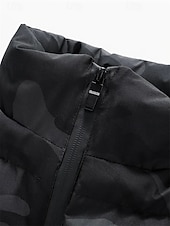baratos Colete de Puffer Masculino-Homens Colete puffer Colete Gilet Férias Diário Encontro Moda Casual Outono &amp; inverno Bolsos Poliéster Manter Quente Confortável Côr Camuflagem Zíper Colarinho Chinês Normal Preto Verde Tropa Cinzento