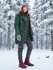 cheap Snow &amp; Winter Boots-Women's Burgundy Fur Lined Ankle Boots - Waterproof Winter Snow Shoes with Anti-Slip Rubber Sole, Warm Cozy Footwear for Outdoor and Casual Wear
