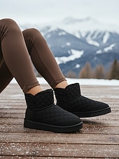 halpa Lumi- ja talvisaappaat-Naisten tikatut vedenpitävät talvikengät turkisvuorilla, lämpimät ja liukumattomat, ihanteelliset lumisille keleille ja ulkoiluun