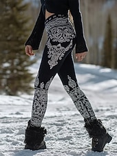 Χαμηλού Κόστους Εκτύπωση Βίκινγκ-Γυναικεία Κολάν Διακοπές Βίντατζ Εθνοτικό στυλ Πλήρες μήκος Ψηλή Μέση Γραφική Αφηρημένο 3D εκτύπωση Γρήγορο Στέγνωμα Ικανότητα να αναπνέει Moale Ελαστικό