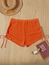 preiswerte Bikini-Höschen-Damen dehnbare Boxershorts Badeanzug Rüschen Dehnbare Boxershorts Hohe Taille Aktivurlaub Einfarbiger ärmelloser Badeanzug