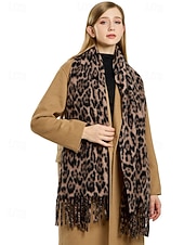 levne Dámské šátky-Dámská šála s leopardím vzorem – měkká a pohodlná polyesterová tkanina, dostupná v několika barvách, ideální pro běžné nošení i v zimě.