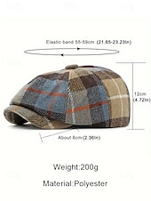 levne Pánské klobouky-Pánská vintage britská kostkovaná čepice pro novináře – polyesterový materiál, více barev, klasický retro styl pro běžné nošení a outdoor