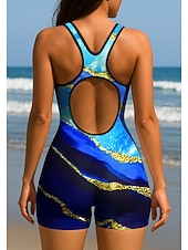 رخيصةأون راش غاردز ون بيس-نسائي وسط حماية ضد التحسس بدلة ركوب الأمواج من قطعة واحدة ثوب السباحة مجرد حجر كريم حجب الألوان إحزم مع حمالة صدر مدمجة حشوة متحركة حماية من الأشعة فوق البنفسجية UPF50+ خفيف جدا (UL) بدون كم كم طويل