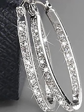 baratos Brinco Feminino-Brincos de argola elegantes com cristais transparentes brilhantes – brincos pendentes em aço inoxidável banhado a ouro e prata.