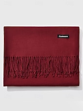 ieftine Accesorii de Crăciun-Eșarfă de Crăciun pentru femei, cu aspect de cașmir, șal de iarnă moale din imitație de cașmir cu ciucuri, eșarfă caldă de culoare uni pentru sărbători, exterior și purtare zilnică