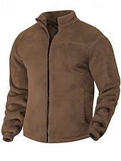 economico giacca sportiva-Per uomo Giacca Invernale Cappotto Teddy Giacca Casual Vacanza Quotidiano Caldo Tasca Autunno Inverno Semplice Moda Classico Collo alla coreana Regolare Nero Blu marino Marrone Cachi Grigio scuro