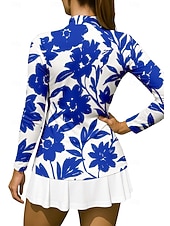 voordelige Dameshirt-Dames Flora Hemd Sportshirt Wandelen poloshirt Tennisshirt Lange mouw Vetoketju Bloemig UPF50+ UV-bestendig Hoge Elasticiteit Vochtregelerend Ademend Volleybal Tennis Golf Opstaand Rits kraag Jack