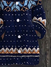 cheap 3D Cardigan-Women's Sweater Cardigan Elegant Fashion Streetwear Graphic Striped Hooded Pocket Knitted Print Long Sleeve Regular Tops Knit Outdoor Daily Weekend Navy Blue Blue Fall Winter