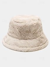 economico Cappelli da donna-Cappello da pescatore natalizio da donna in pelliccia sintetica, morbido e accogliente, disponibile in più colori: regalo perfetto per le feste