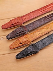 levne Pánské opasky-Pánský opasek z pravé kůže s krokodýlí texturou, více barev, stylový a odolný pro běžné i formální příležitosti