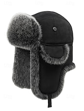 abordables Chapeaux pour hommes-Chapeau trappeur en fausse fourrure pour homme, chaud et élégant, disponible en noir et marron, parfait pour les temps froids et les activités hivernales en extérieur.