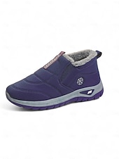 economico Sneakers da donna-Sneakers invernali da donna in caldo pile foderate in bordeaux - comode scarpe da esterno comode e impermeabili slip-on per il freddo e i viaggi di Natale