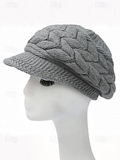 abordables Sombreros de mujer-Boina de punto cálido para mujer: tejido de cable suave, elegante y acogedor, perfecto para Navidad y moda invernal, disponible en varios colores.