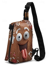 cheap Graphic Print Bags-Men's Christmas Sling Bag - Multiple Fun Patterns, Santa, Reindeer &amp; Gingerbread Designs, Adjustable Strap, Perfect for Holiday Gifts, Casual Wear and Festive Occasions.