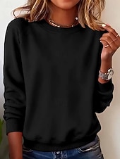 billiga Enkla huvtröjor-Dam Pullover-tröja Mönster Grafisk Ledigt Långärmad Rund hals Vanliga toppar Ledigt Gata Helgdag Ljusblå Svart Vit Gul Mörkrosa Vår Höst Vinter