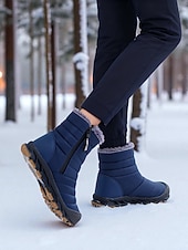 cheap Snow &amp; Winter Boots-Women's Burgundy Fur Lined Ankle Boots - Waterproof Winter Snow Shoes with Anti-Slip Rubber Sole, Warm Cozy Footwear for Outdoor and Casual Wear