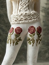  Per donna Leggings Leggings comodi Vacanza Vintage Stile Etnico Lunghezza intera Vita Alta Floreale Stampa Confortevole Elasticizzato Casuale Quotidiano Vacanza Bianco Primavera Autunno Inverno