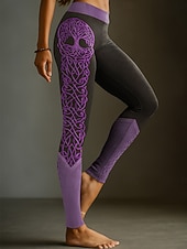 levne Viking tisk-Legíny Viking Boho pro ženy vintage etnický styl plná délka vysoký pas grafika abstraktní 3D tisk rychlé schnutí prodyšné měkké elastické formální dovolená růžové léto jaro podzim zima regular fit