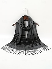 billiga Jultillbehör-herrrutig polyesterhalsduk, mjuk och varm, flera färger, perfekt för vinter- och julklappar