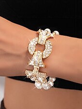 abordables Mariage ACC-collier de perles à plusieurs rangs pour femme &amp;Ensemble de bijoux en strass - élégant collier et bracelet multi-rangs pour les fêtes et le réveillon du Nouvel An &amp;événements spéciaux en soirée