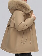 economico Capispalla da donna-Per donna Giacca imbottita Giacca in Pile Cappotto in Pelliccia Sintetica Caldo Confortevole Cerniera Bottoni Collo in Pelliccia Casual Semplice Vacanza Streetwear Abbigliamento quotidiano Uscire