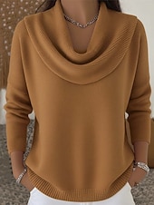 levne Pevné barvy-Dámské Svetr Rolák Šik ven Na běžné nošení Pevná barva Rolák Pletený Dlouhý rukáv Běžné topy Plést Dovolená Jdeme ven Víkend Černá Bílá Podzim Zima