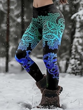 economico stampa vichinga-Per donna Leggings Abbigliamento da casa Vacanza Vintage Stile Etnico Lunghezza intera Vita Alta Grafico Astratto Stampa 3D Asciugatura Rapida Traspirabilità Morbido Alta elasticità Quotidiano