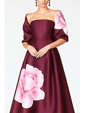  Dos Piezas Corte A Hasta el Suelo Vestido de raso Vestido Invitada Boda Vestido formal Vestido de Madrina Sin Mangas Sin Tirantes Elegante Formal Noche formal Reunión Familiar Satén Vestidos cortos