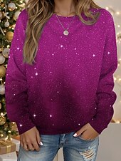 preiswerte Kunst &amp; Design Tops-Damen Pullover Sweatshirt Druck Aktiv Lässig Festival Langarm Rundhalsausschnitt Normale Oberteile Lässig Straße Alltagskleidung Blau Weinrot Purpur Fuchsie Grün Frühling Herbst Winter
