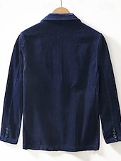 billige Blazer-Herre Kordfløyel jakke Halskrage Årgang Mote Utendørs Ensfarget Blazer Blå kaffe Grå Skreddersydd Single Breasted To-knapper