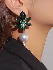 Недорогие Свадьба ACC-женские серьги-подвески из кристаллов и жемчуга — гламурные эффектные серьги-подвески со стразами для вечеринок, свадеб или вечерних мероприятий