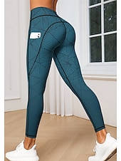 cheap Printed Leggings-Women&#039;s pilates leggings fitness pants Casual leggings Pockets Stamp Duty Patchwork Pilates Gym Gym Workout Pants Tights Leggings Color Gradient Abstract Geometry Jade Sports Activewear High