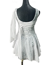 economico Abiti da Pattinaggio Artistico-Abito da pattinaggio artistico Per donna Ragazze Pattinaggio sul ghiaccio Vestito Bianco Patchwork Schiena aperta Rete Spandex Elasticizzato Allenamento Professionale Competizione Vestiti da