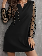 Χαμηλού Κόστους μίνι μαύρο φόρεμα-Γυναικεία Μίνι φόρεμα Μαύρο φόρεμα Φόρεμα για πάρτυ Κοκτέιλ Φόρεμα Κομψό Μοντέρνα Βραδινό Πάρτυ Πάρτι Κοκτέιλ Πάρτι Κανονικό Σκέτο Μακρυμάνικο Λαιμόκοψη V Μαύρο Καλοκαίρι Φθινόπωρο