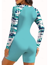 Χαμηλού Κόστους Rash Guards One Pieces-Γυναικεία Προστατευτικά Ολόσωμη φόρμα για σέρφινγκ Μαγιό Γεωμετρικό Τροπικό Αποκλεισμός χρωμάτων Κουμπώσου με ενσωματωμένο σουτιέν Αφαιρούμενη επένδυση Προστασία από τον ήλιο UV UPF50