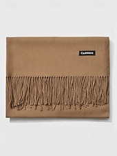 ieftine Accesorii de Crăciun-Eșarfă de Crăciun pentru femei, cu aspect de cașmir, șal de iarnă moale din imitație de cașmir cu ciucuri, eșarfă caldă de culoare uni pentru sărbători, exterior și purtare zilnică