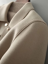 preiswerte Wintermäntel-Damen Freizeitjacke Bequem Atmungsaktiv Tasche Knöpfe Lässig Einfach Urlaub Straße Lässig Alltagskleidung Einreihig Kurz Umlegekragen Normale Passform Langarm Oberbekleidung Schwarz Beige Kaffee