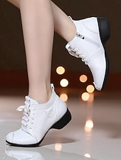 abordables Zapatos de jazz-Zapatos de baile de piel color burdeos para mujer: cómodos tacones con cordones para la práctica de bailes de salón, latinos y jazz.